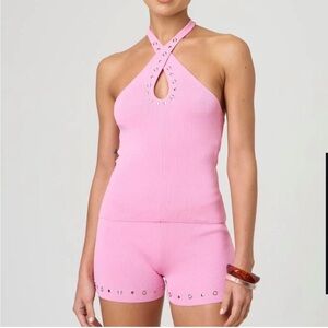 Glassons Pink Knit Top and Micro Shorts
